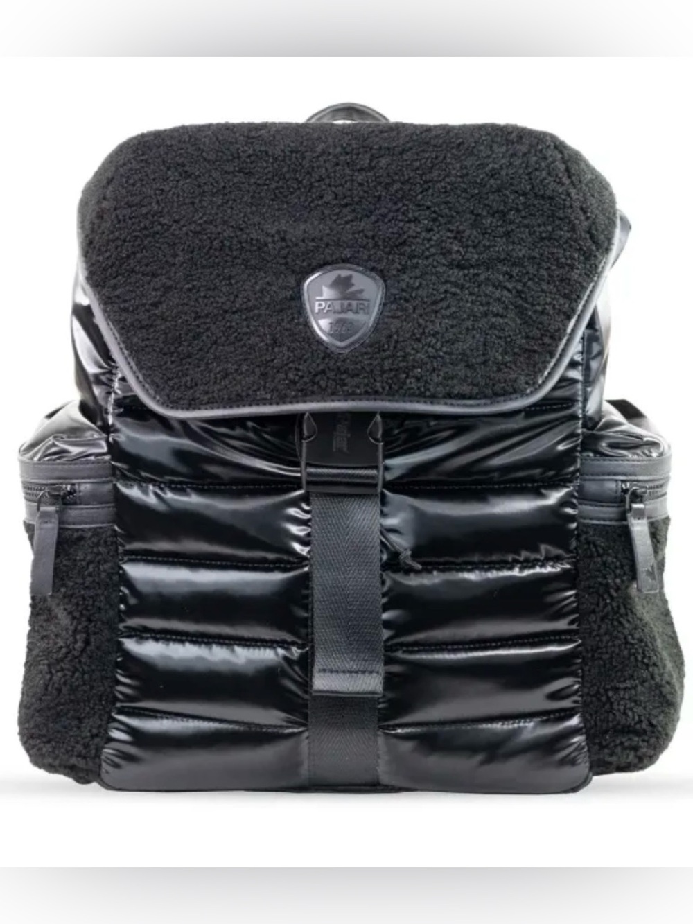 PAJAR Large Shearling Puffy Nylon black backpack